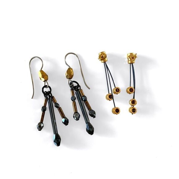 Metal & Rhinestone Drop Earrings - Picture 4 of 4